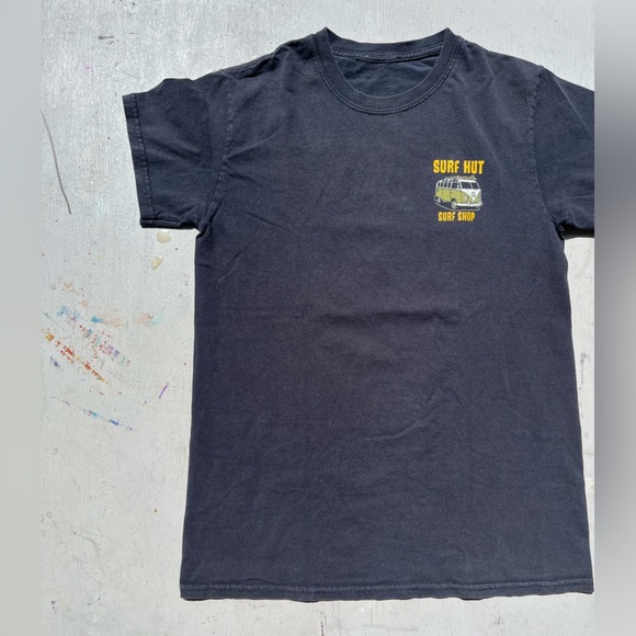 Men's Surf Hut T-Shirt Black Spell-Out NO SIZE Imperial Beach SD Shred Ocean Wax - Picture 5 of 11